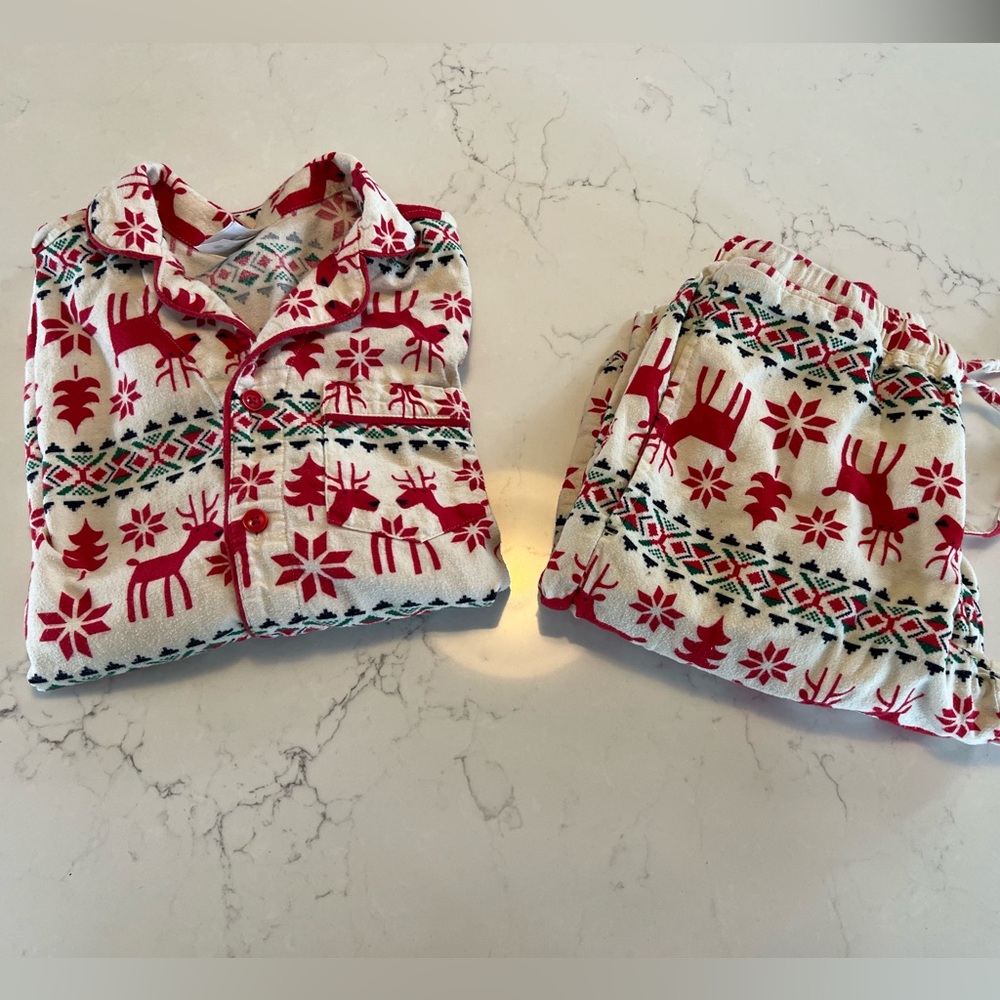 Hanna Andersson Adult XXS Dear Deer Flannel Christmas Pajama Set